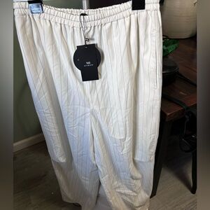 NWT WITH BLACK SLACKS, navy pinstripes slouch pants